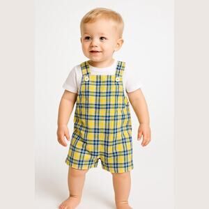 Imp‎ Originals Romper Blue Green Yellow XL Plaid